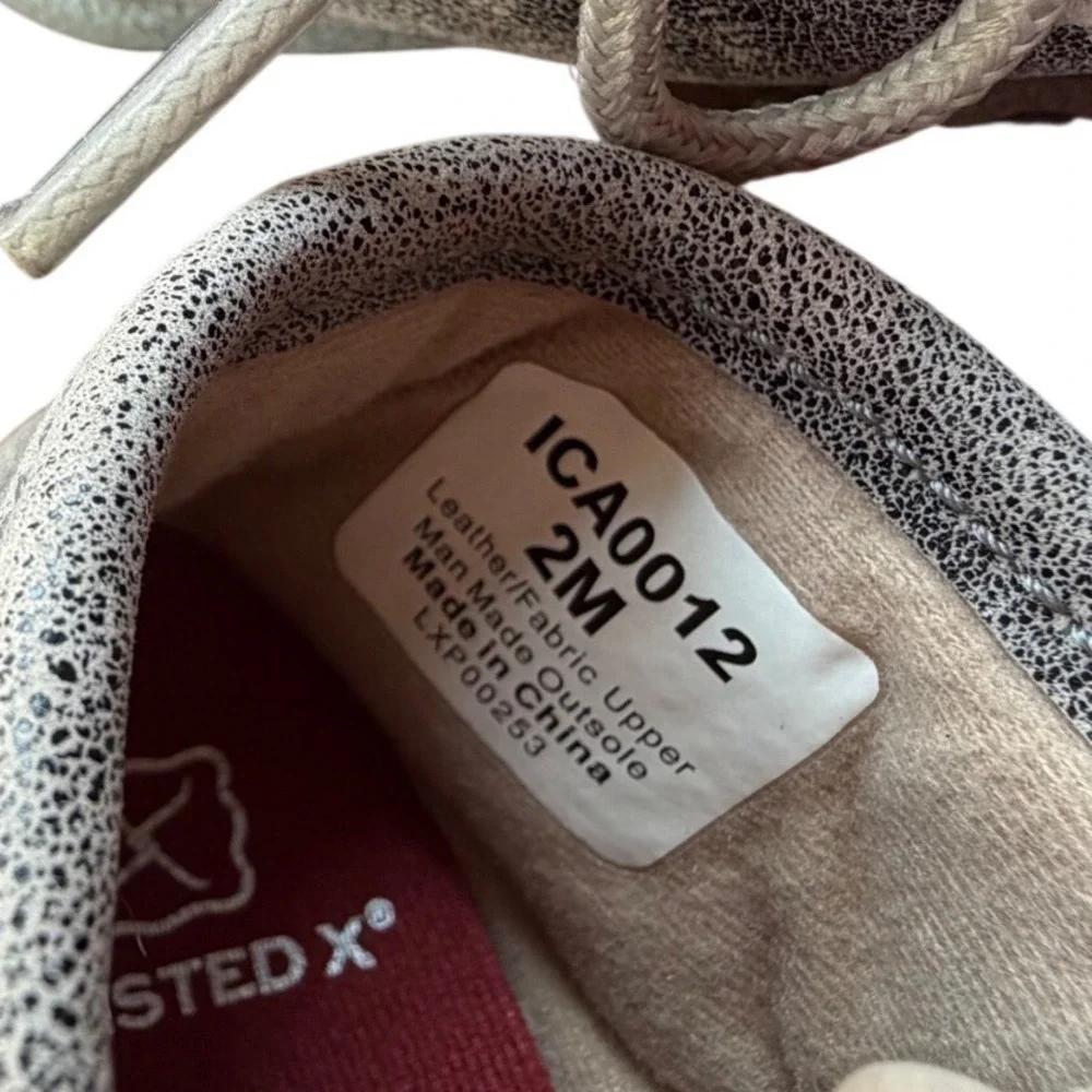 Twisted X Infant Grey Crackle Leather Woven Moccasins ICA0012 Size 2M